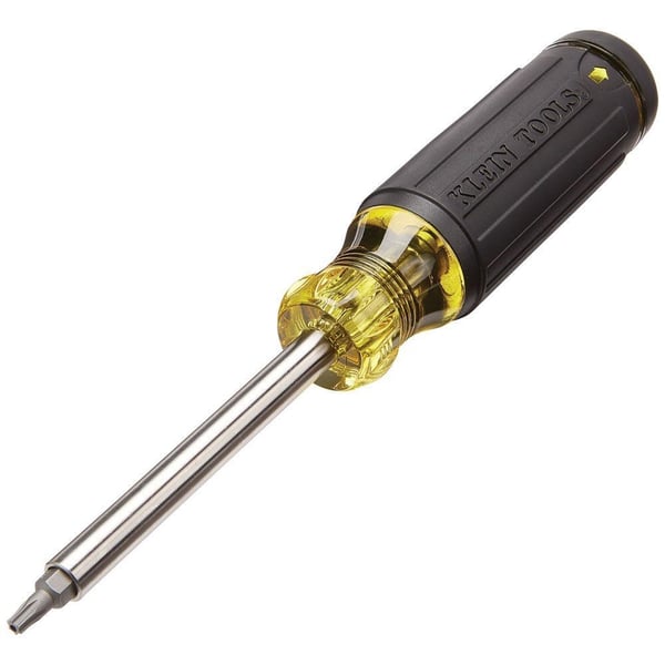 32307Klein® 32307 27-in-1 Tamperproof Multi-Bit Screwdriver, 1 Pieces, 3/32 to 1/4 in, 2 to 5 mm, T7 to T30, T40, TS6 to TS10, SP4 to SP10 Range, Cushion Grip Handle, Stainless Steel