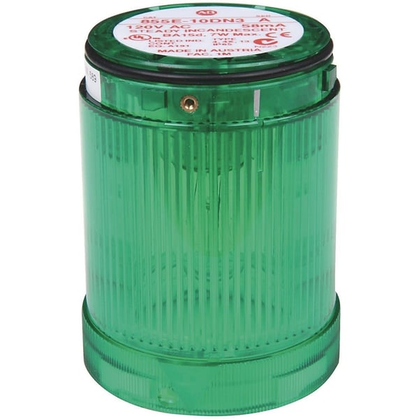 855E-10DN3Allen-Bradley 855E-10DN3 Control Tower Stack Light, 115V AC Full Voltage, Green Steady Incandescent