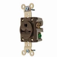 HBL5661Wiring Device-Kellems HBL5661 Heavy Duty Grounding Single Receptacle, 250 VAC, 15 A, 2 Poles, 3 Wires, Brown