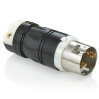 CS6365CHubbell, Twist Lock Plug, 3 Pole, 4 Wire, 50 Ampere, 125/250 Volts, Black & White