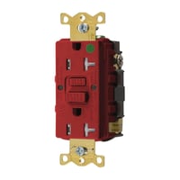 Wiring Device-Kellems AUTOGUARD® Style Line GFTWRST83R Decorator Duplex Heavy Duty Standard Straight Blade Self-Test Tamper/Weather Resistant GFCI Receptacle, 125 VAC, 20 A, 2 Poles, 3 Wires, Red