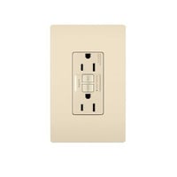 Pass & Seymour® Radiant® 1597LA Duplex Self-Test GFCI Receptacle, 125 VAC, 15 A, 2 Poles, 3 Wires, Light Almond