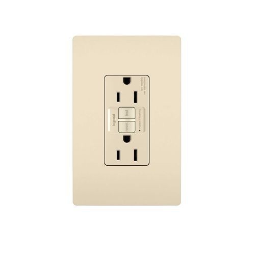 Pass & Seymour® Radiant® 1597LA Duplex Self-Test GFCI Receptacle, 125 VAC, 15 A, 2 Poles, 3 Wires, Light Almond