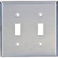 EATON Arrow Hart™ Eaton Wiring Devices 93072-SP-L 93000 Standard Toggle Switch Wallplate, 2 Gangs, 4.5 in H x 4.56 in W, 302/304 Stainless Steel, Clear