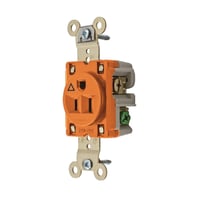 Wiring Device-Kellems SpikeShield® IG5261 Extra Heavy Duty Isolated Ground Single Standard Straight Blade Receptacle, 125 VAC, 15 A, 2 Poles, 3 Wires, Orange