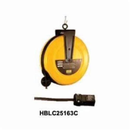 HBLC25163CHUBBELL® HBLC25163C Heavy Duty Cord Reel With HBL5969VBLK Connector, 125 VAC, 10 A, 25 ft L Cord, 16 AWG Conductor