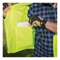60268Klein® 60268 Safety Vest, XL, Hi-Viz Yellow, Polyester, Front Zipper Closure, 8 Pockets, ANSI Class: Type R Class 2, ANSI/ISEA 107-2015