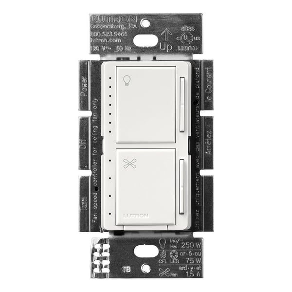 MACL-LFQ-WHLutron® Maestro® C.L® MACL-LFQ-WH 1-Pole Fan/Light Control, 120 VAC, 1.5 A, 4-Speed/Quiet Operational Mode, White