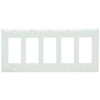 SP265-WPass & Seymour® Sierraplex® SP265-W Standard Wallplate, 5 Gangs, White, 5 in H x 10 in W, Thermoplastic