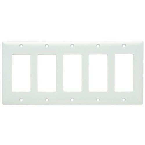 SP265-WPass & Seymour® Sierraplex® SP265-W Standard Wallplate, 5 Gangs, White, 5 in H x 10 in W, Thermoplastic