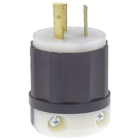 L720PWiring Device-Kellems Selectspec™ L720P Male Locking Plug, 277 VAC, 20 A, 2 Poles, 3 Wires, Black/White