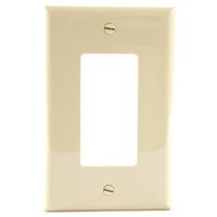 EATON Arrow Hart™ PJ26V-SP-L PJ Series Mid-Sized Decorator Wallplate, 1 Gangs, 4.87 in H x 3.12 in W, Polycarbonate/Thermoplastic, Ivory