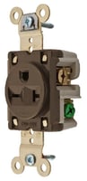 HBL5461Hubbell, Straight Blade Receptacle, Single, 2 Pole, 3 Wire, 20 Ampere, 250 Volts, Brown
