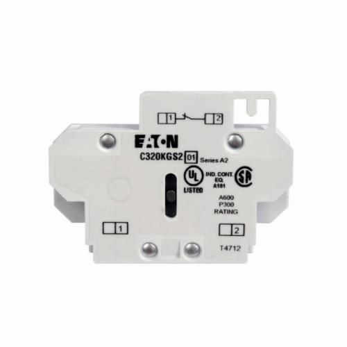C320KGS21EATON C320KGS21 Auxiliary Contact, 250/600 VAC/VDC, 5/10 A, 1 Contacts, Silver Cadmium Alloy