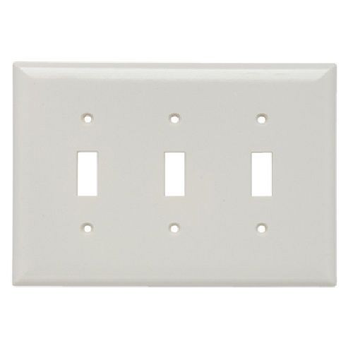 Pass & Seymour® Sierraplex® SPJ3-LA Junior Jumbo Wallplate, 3 Gangs, 5 in H x 6-3/4 in W, Thermoplastic, Light Almond
