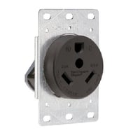 Pass & Seymour® 3830 Flush Grounding Straight Blade Receptacle, 125 VAC, 30 A, 2 Poles, 3 Wires, Black
