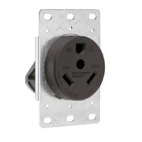 Pass & Seymour® 3830 Flush Grounding Straight Blade Receptacle, 125 VAC, 30 A, 2 Poles, 3 Wires, Black
