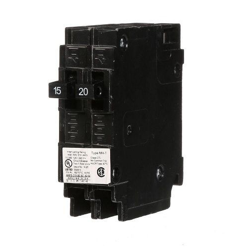 Siemens Q1520 Type QT Duplex Molded Case Circuit Breaker, 120 VAC, 15 to 20 A, 10 kA Interrupt, 1 Poles, Thermal/Magnetic Trip