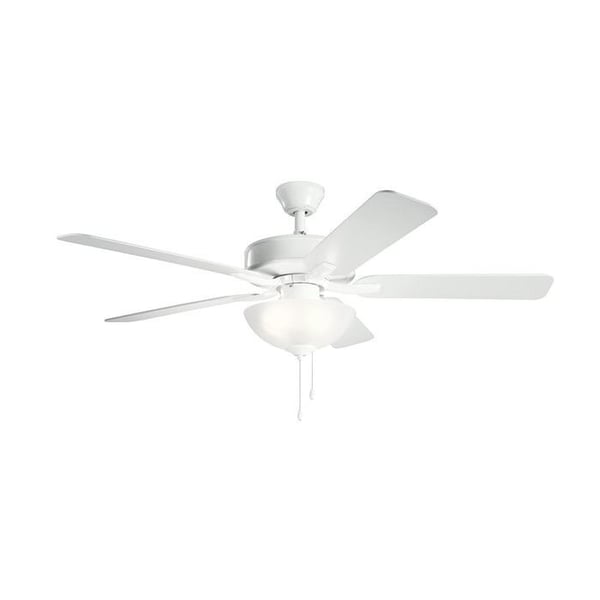 330017WHKichler® 330017WH Basics™ Pro Select Ceiling Fan, 52 in Blade, 12 deg Blade Pitch, Steel Housing, Wood Blade, 1523/4200 cfm Flow Rate