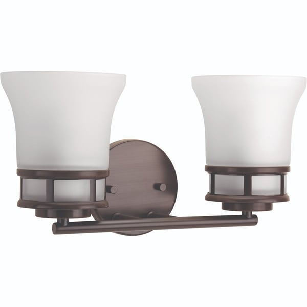 Progress Lighting® P2147-20 Cascadia Coastal Transitional Craftsman Bath and Vanity Fixture, (2) Incandescent Lamp, 120 VAC, Antique Bronze Painted Housing