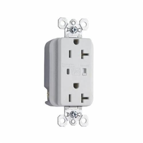 5362WSPPass & Seymour® 5362WSP Duplex Extra Heavy Duty Surge Protective TVSS Straight Blade Receptacle, 125 VAC, 20 A, 2 Poles, 3 Wires, White