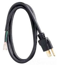 09855-00-08Power Tool Replacement Cord, 16 ga/3 Conductor, 6 ft, NEMA 5-15P Plug, 125 Volts, Black