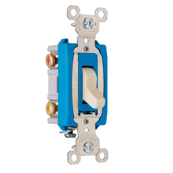 Pass & Seymour® PS15AC3I 3-Way Heavy Duty Toggle Switch, 120/277 VAC, 15 A, 1/2 hp, 2 hp, 3 W Power Rating