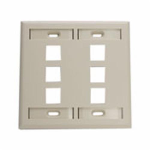 42080-6IPLeviton® QuickPort® 42080-6IP Standard Size Wallplate With ID Window, 2 Gangs, 4-5/8 in W, Plastic, Flush Mount