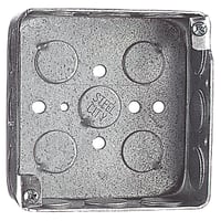 Steel City® 52151-1/2 Drawn Style Outlet Box, Steel, 21 cu-in Capacity, 1 Outlets, 16 Knockouts, 4 in H x 4 in W x 1-1/2 in D