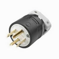 HBL9431CWiring Device-Kellems Insulgrip® Grounding Straight Blade Plug, 125/250 VAC, 30 A, 3 Poles, 4 Wires, Black/White