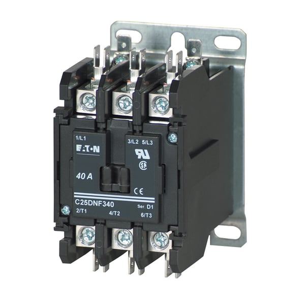 Data-Spec SheetCutler-Hammer C25DNF340A Non-Reversing Definite Purpose Contactor, 110 to 120 VAC Coil, 40 A, 3 Poles