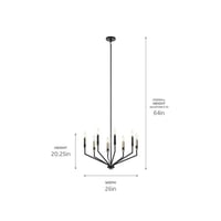 52349BKKichler® 52349BK Armand™ Contemporary Style Non-Dimmable Chandelier, (8) B Incandescent Lamp, 60 W Fixture, 120 V, Black Housing