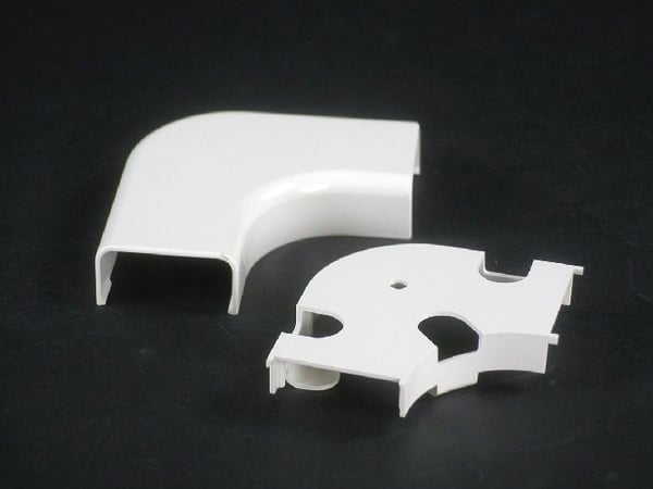 Wiremold® 2911FO-FW Flat Non-Metallic Raceway Elbow, 90 deg Bend, 1-1/4 in Bend Radius, 3/4 x 1-1/2 in OD