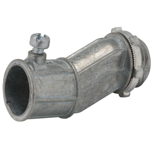 1762RACO® 1763 Non-Insulated Offset Conduit Connector, 3/4 in Trade, 13/16 in Cable Openings, For Use With EMT Conduit, Die Cast Zinc