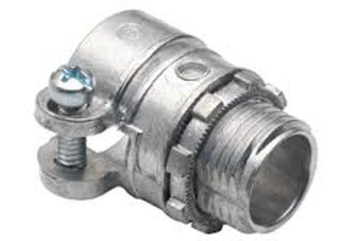 Bridgeport® 417-DC2 Squeeze Conduit Connector, 2-1/2 in Trade, For Use With Flexible Metal Conduit and Armored Cable, Die Cast Zinc, Ball Burnished/Mirror Smooth