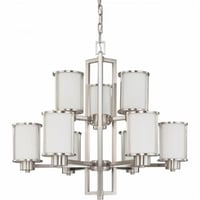 NUVO® by SATCO 60/2855 Odeon Transitional Chandelier, (9) A19 Incandescent Lamp, 120 VAC, Brushed Nickel Housing