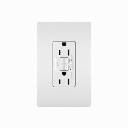 Pass & Seymour® Radiant® 1597TRAW Duplex Self-Test Tamper-Resistant GFCI Receptacle, 125 VAC, 15 A, 2 Poles, 3 Wires, White