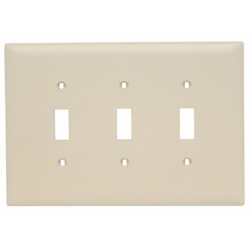 Pass & Seymour® SPJ3-I Junior Jumbo Wallplate, 3 Gangs, Ivory, 5 in H x 6-3/4 in W, Thermoplastic