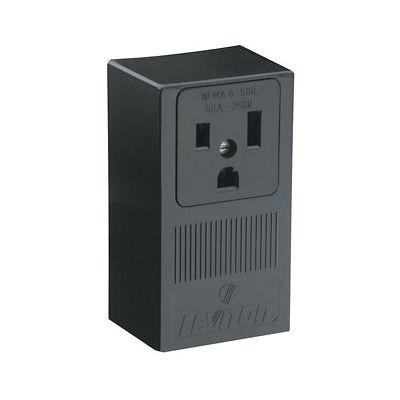 5378-P00Leviton® 5378-P00 Grounding Single Straight Blade Receptacle, 250 VAC, 50 A, 2 Poles, 3 Wires, Black