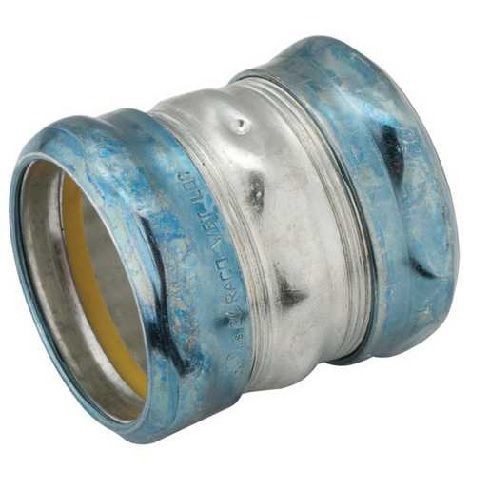 RACO® 2954RT Compression Raintight Conduit Coupling, 3-1/2 in, For Use With EMT Conduit, Steel, Electro-Plated Zinc