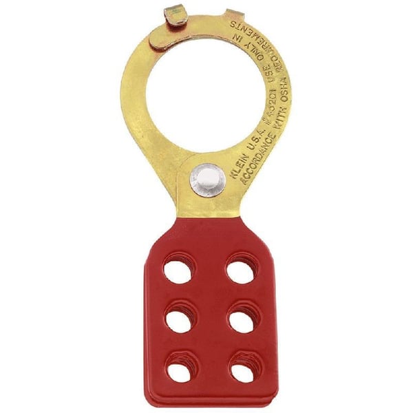 Klein® 45200 Standard Lockout Hasp, 6 Padlocks, 5/16 in Dia Max Padlock Shackle, Tempered Steel