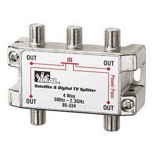IDEAL® 85-334 4-Way Satellite and Digital TV Splitter, 75 Ohm