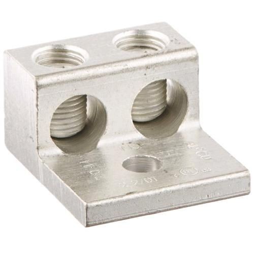 NSI 2-0T 2-T Dual Rated Universal Mechanical Terminal Lug, 14 AWG to 1/0 AWG, 1/4 in Stud, 1 Bolt Holes, Aluminum