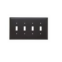 Pass & Seymour® TradeMaster® TPJ4 Junior Jumbo Standard Wallplate, 4 Gangs, 5 in H x 8-3/4 in W, Nylon/Thermoplastic, Brown