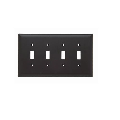 Pass & Seymour® TradeMaster® TPJ4 Junior Jumbo Standard Wallplate, 4 Gangs, 5 in H x 8-3/4 in W, Nylon/Thermoplastic, Brown