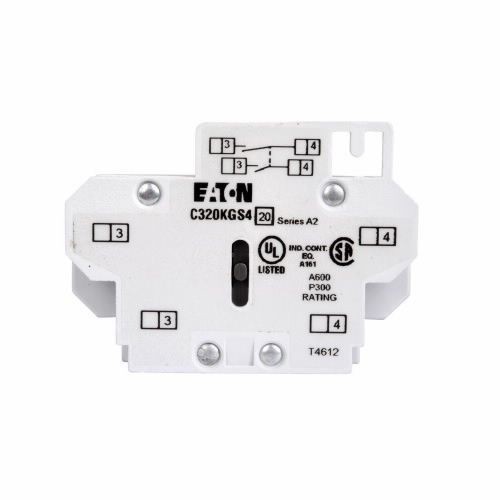 EATON C320KGS4 Auxiliary Contact, 600 VAC, 10 A, 2 Contacts