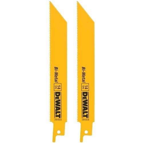 Black+Decker® DW4809 Straight Back Reciprocating Saw Blade, 8 in L x 3/4 in W, 14, Bi-Metal Body, Universal/Toothed Edge Tang