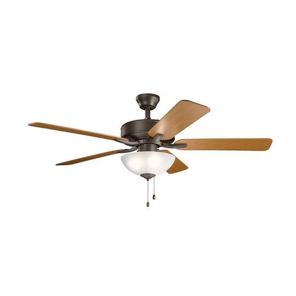330017SNBKichler® 330017SNB Basics™ Pro Select Ceiling Fan, 52 in Blade, 12 deg Blade Pitch, Steel Housing, Wood Blade, 1523/4200 cfm Flow Rate
