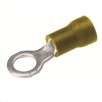 TP1010BURNDY® VINYLUG™ TP1010 TP Series Type TP Ring Terminal, 12 to 10 AWG Conductor, 1 in L, Brazed Seam Barrel, Electrolytic Copper, Yellow