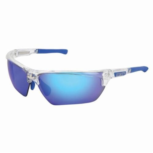 DM1328BMCR Safety DM1328B Dominator™ DM3 Premium Dual Lens Safety Glass, BossMan™ Mirror Duramass® HC, Blue Diamond Mirror Lens, Clear, Polycarbonate Frame, ANSI Z87+, MIL-PRF-31013